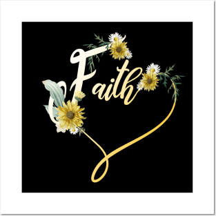 Daisy Sunflower Faith Heart Jesus Lover Gift Posters and Art